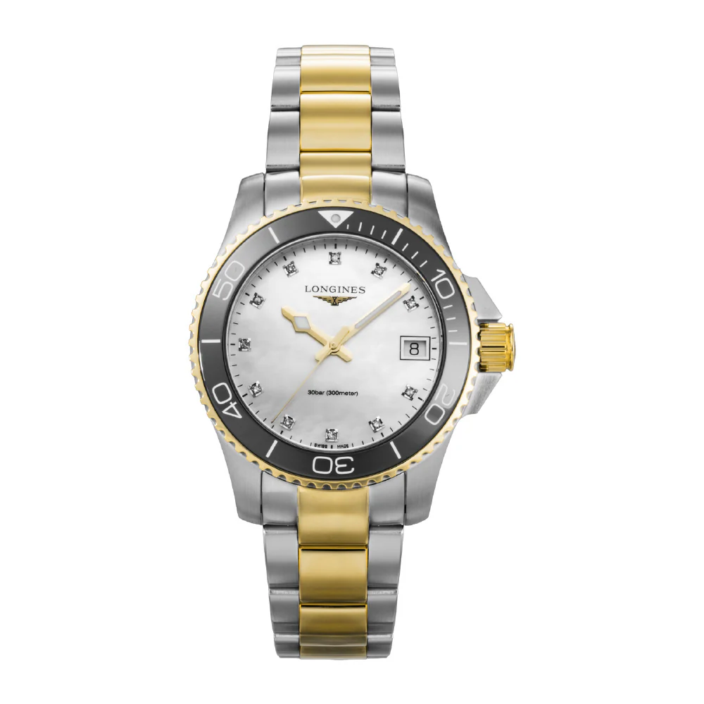 LONGINES L3.370.3.87.6 Hydro Conquest 2-Year Warranty White Pearl Swiss Automatic Water Resistant Elegant Design