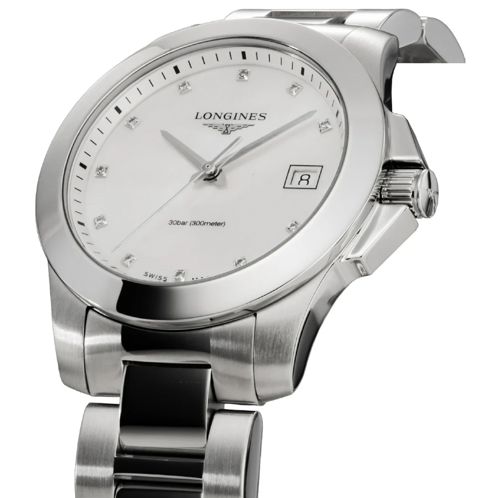 LONGINES L3.377.4.87.6 Conquest White Pearl Dial Swiss Automatic 2-Year Warranty Elegant Design - Image 2