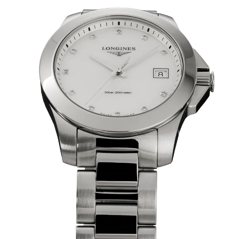 LONGINES L3.377.4.87.6 Conquest White Pearl Dial Swiss Automatic 2-Year Warranty Elegant Design - Image 3