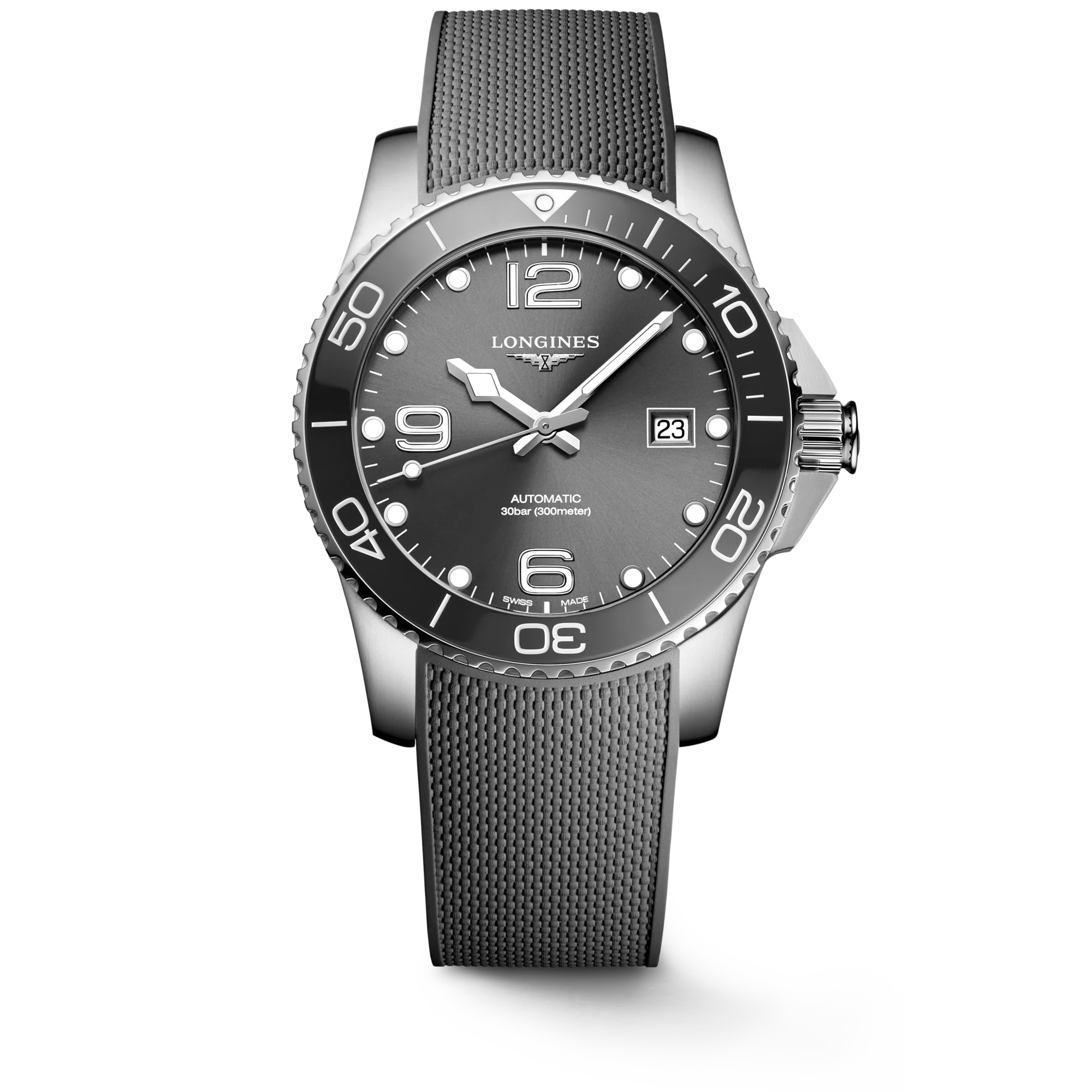 LONGINES L3.781.4.76.9 Hydro Conquest 5-Year Warranty Gray Ceramic Water Resistant Swiss Automatic
