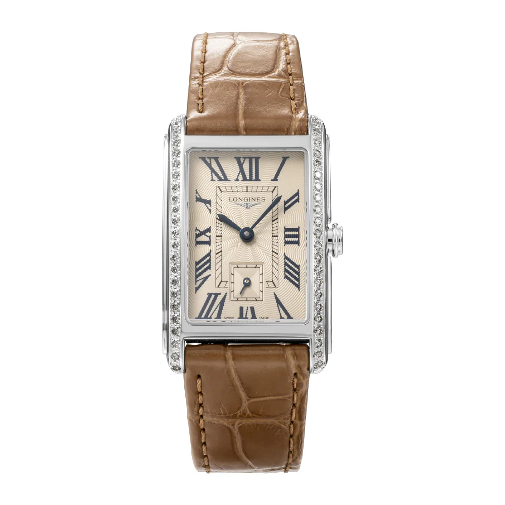 LONGINES L5.512.0.71.4 Dolcevita Brown Leather Strap Swiss Made Elegant Design 2-Year Warranty