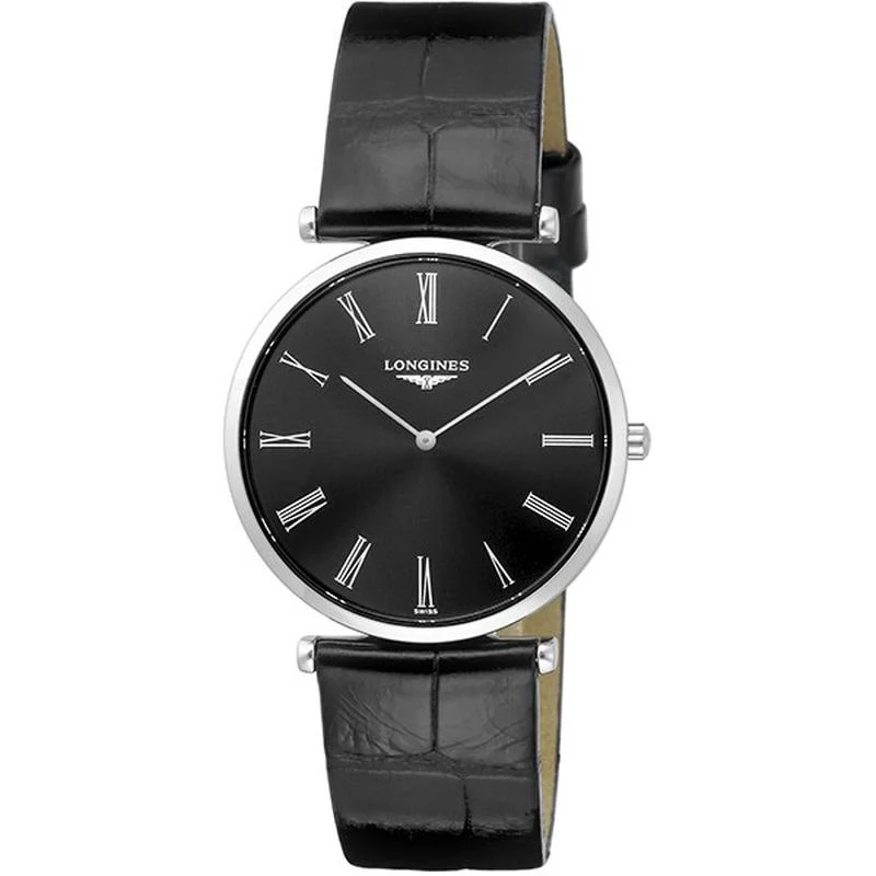 Longines L4.709.4.51.2 La Grande Classique Quartz Men's Black Leather Watch