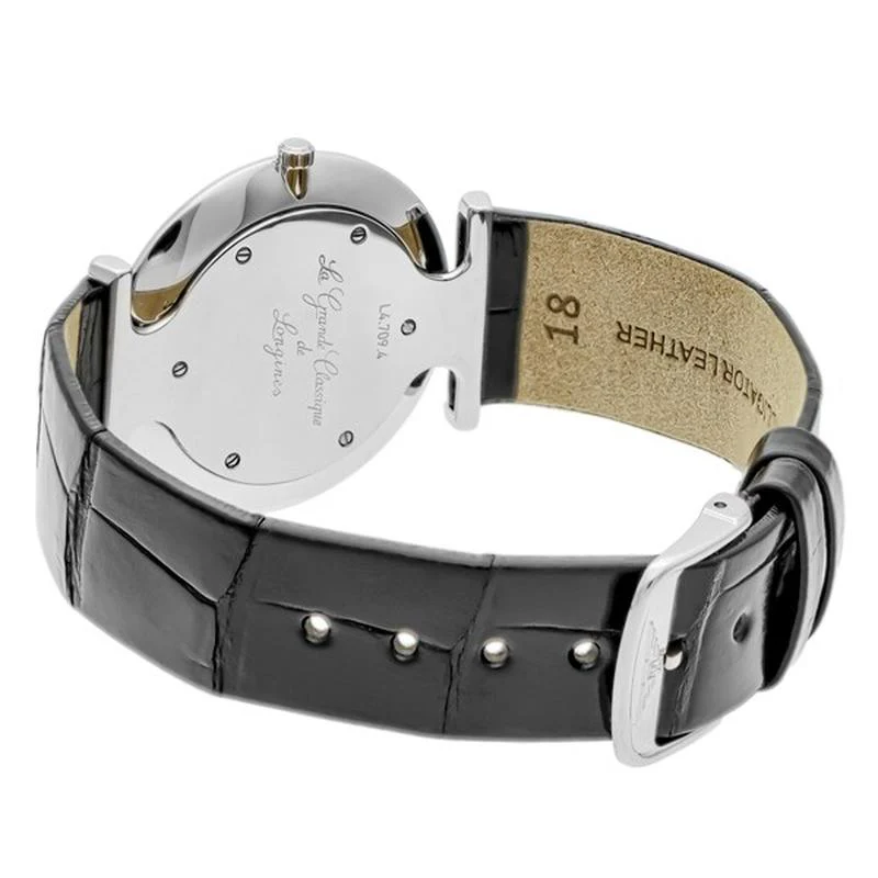 Longines L4.709.4.51.2 La Grande Classique Quartz Men's Black Leather Watch - Image 4