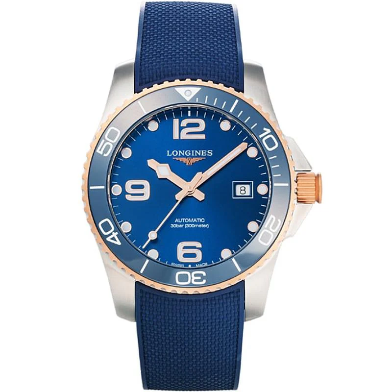 Longines Men's Rubber Belt Parallel Imported Product 2-Year Warranty L3.781.3.98.9