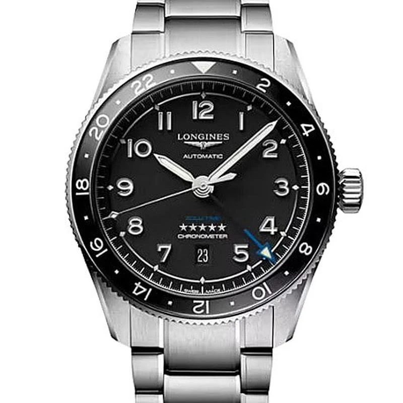 Longines L3.812.4.53.6 Spirit Zulu Time Automatic Men's Black Watch