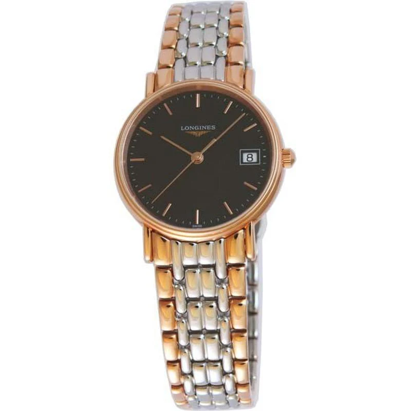 Longines L4.320.1.59.7 Presence Quartz Men's Black Leather Watch
