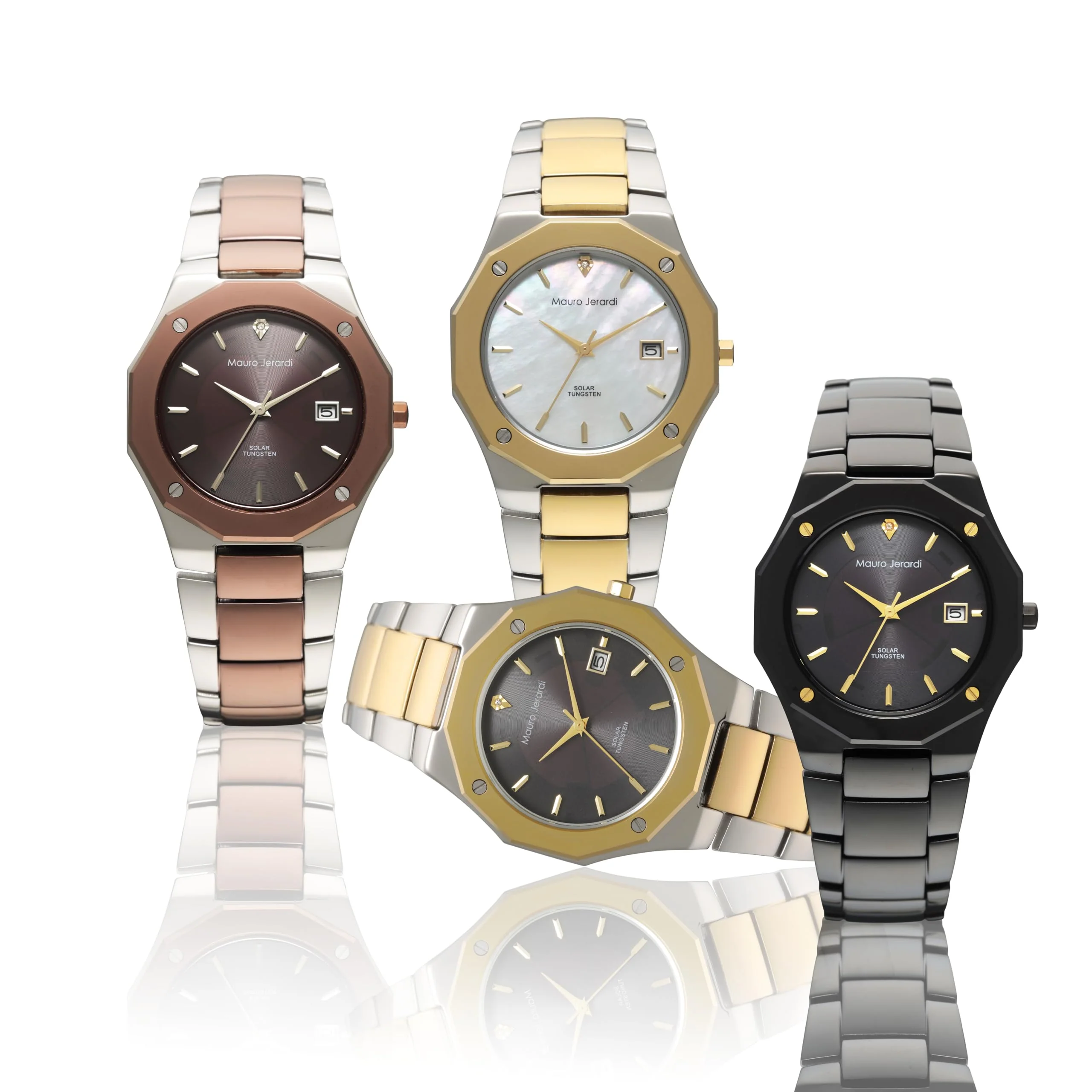 MAURO JERARDI MJ032-2 Solar Men's Watch with Diamond & Tungsten Bezel - Image 4