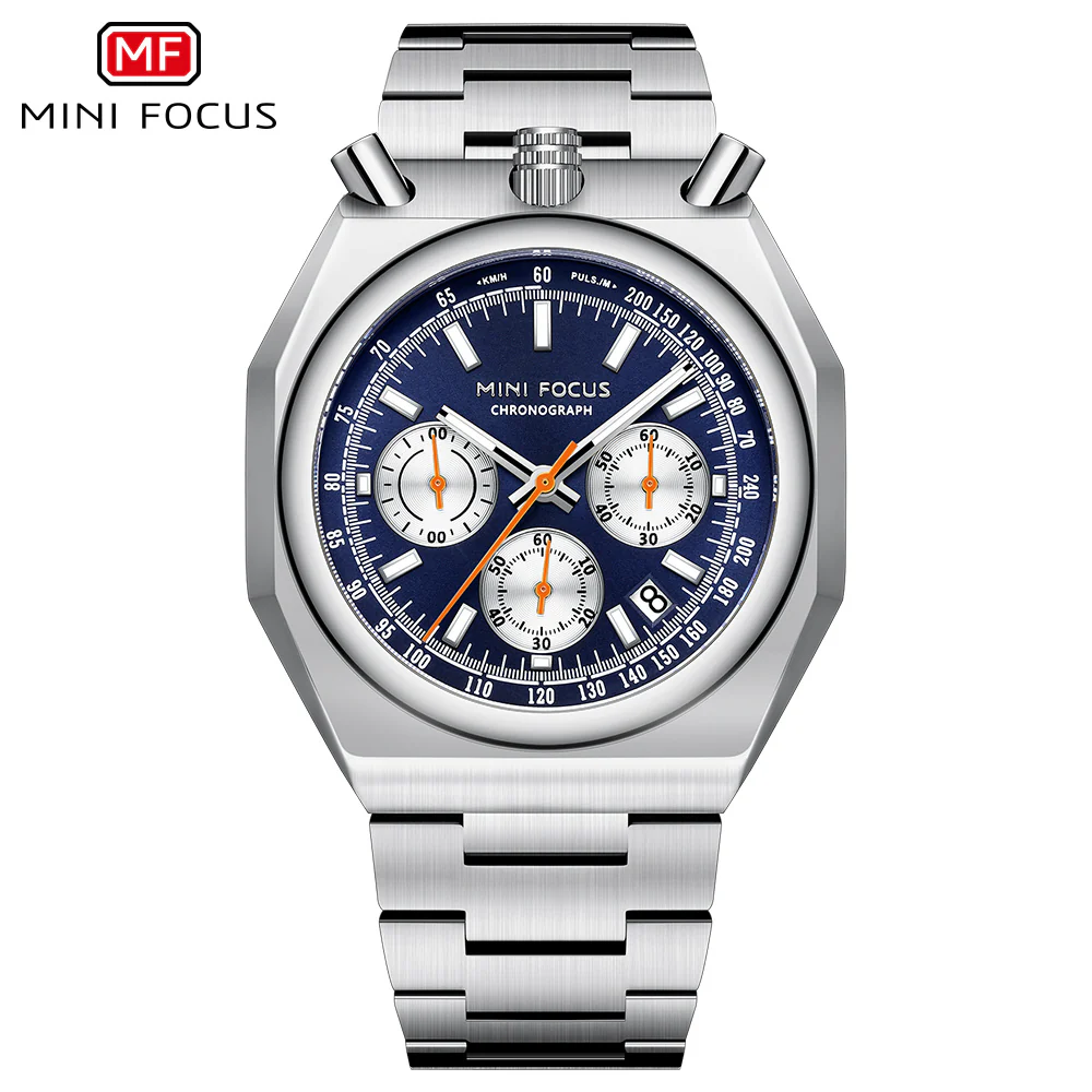 MF0601G-02 2 Mini Focus Stylish Analog Watch 43.8mm Water Resistant Durable Stainless Steel Band Elegant Design