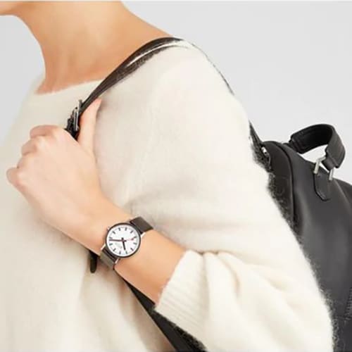 MONDAINE A660.30314.11SBBV MONDAINE Classic 36mm Vegan Grape Leather Watch - Eco-Friendly Timepiece - Image 4