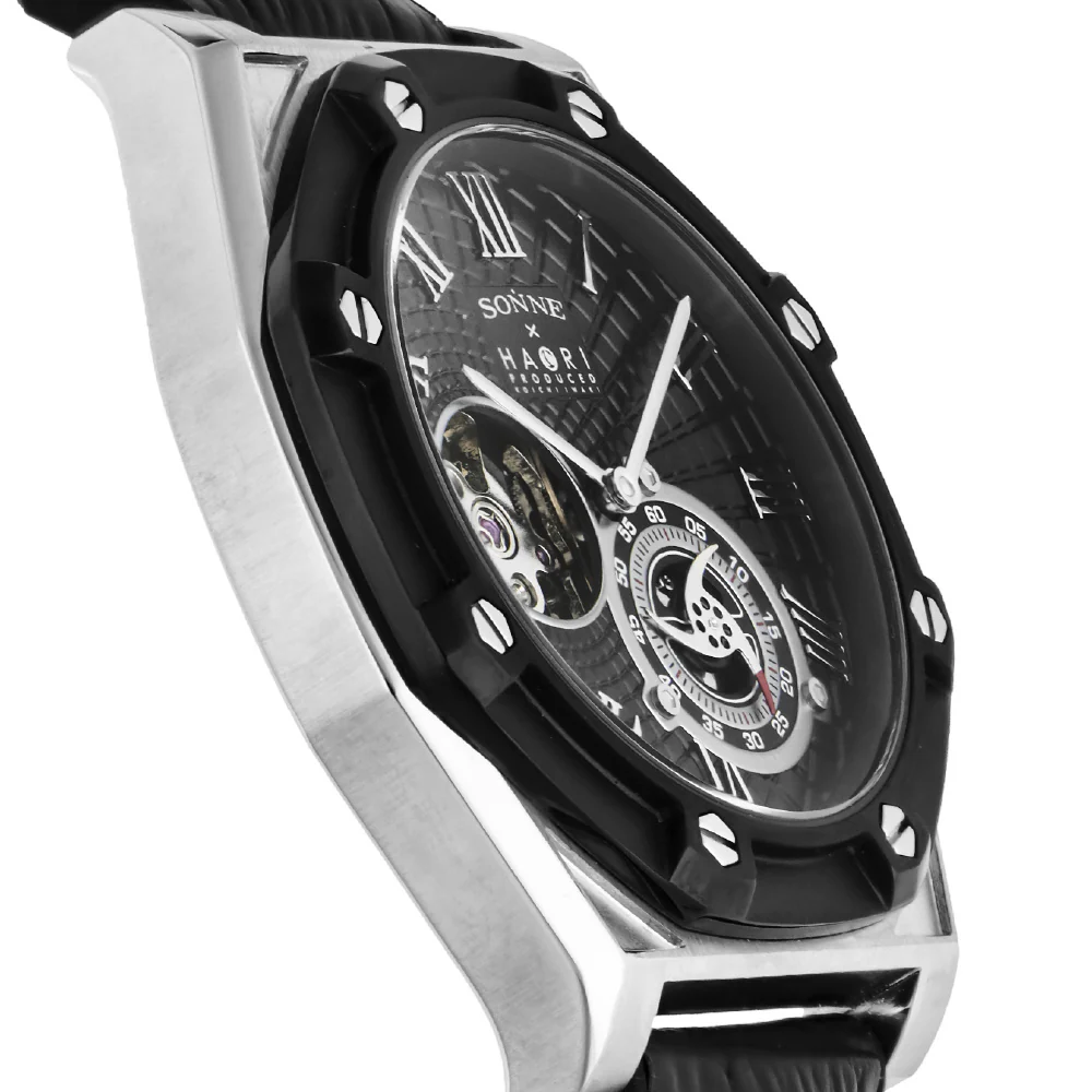N030SSBK SONNE×HAORI Men's Watch 1-Year Warranty Premium Black Design Water Resistant Stylish - Image 2