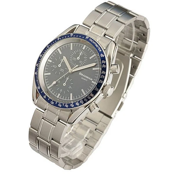No Brand BR002-03 Stylish Fake Chronograph Blue Watch Water Resistant Quartz Movement Elegant Design