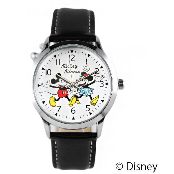 No Brand DY404MMSV Disney Character Watch Mickey & Minnie Charm Stylish Design Quartz Movement Adjustable Strap