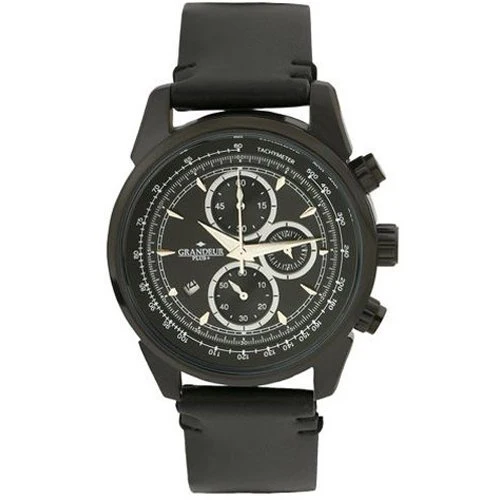 No Brand GRP001B1 Men's Chronograph Italian Leather Strap Water Resistant Classic Design