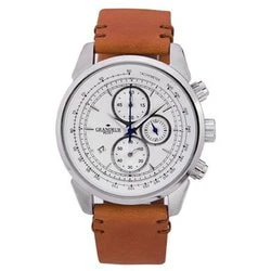 No Brand GRP001W1 Men's Chronograph Italian Leather Strap Water Resistant Stylish Design - Image 3