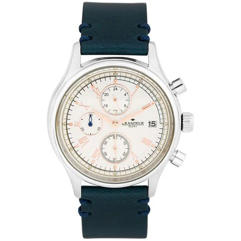 No Brand GRP012W1 Men's Chronograph Italian Leather Strap Water Resistant Elegant Design - Image 3