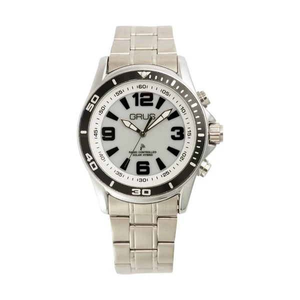 No Brand GRS004-01 Voice-Activated Solar Powered Men's Watch with Radio Control Waterproof Design Stylish Elegance