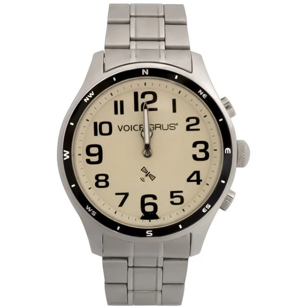 No Brand GRS008-03 GNSS Voice Watch Men's Metal Band Cream Color GPS Function Water Resistant Stylish Design - Image 3
