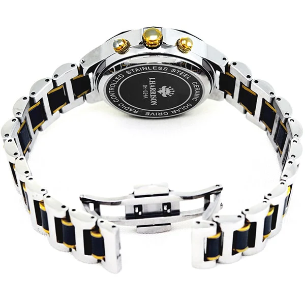 No Brand JH-024A-LBB Solar Powered Radio Control Metal Strap Black/Black Elegant Design Water Resistant Stylish - Image 2