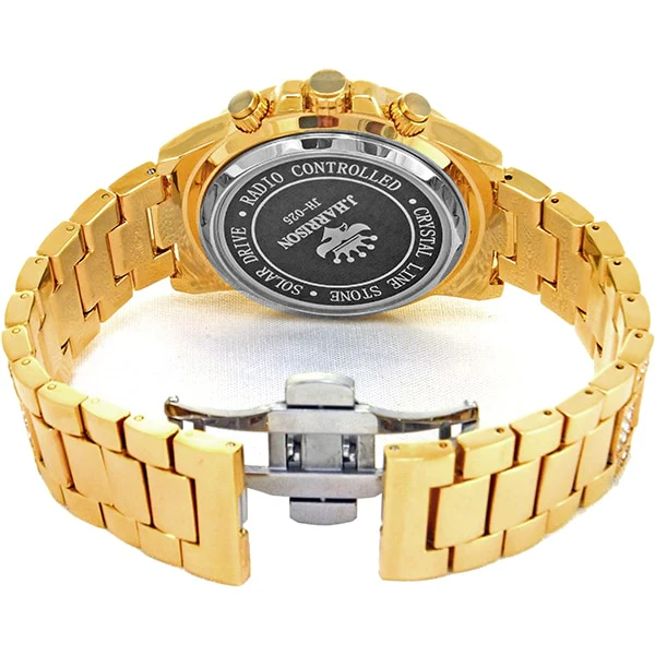 No Brand JH-025A-GB Solar Powered Radio-Controlled Watch Metal Band Gold Elegant Design Water Resistant - Image 2