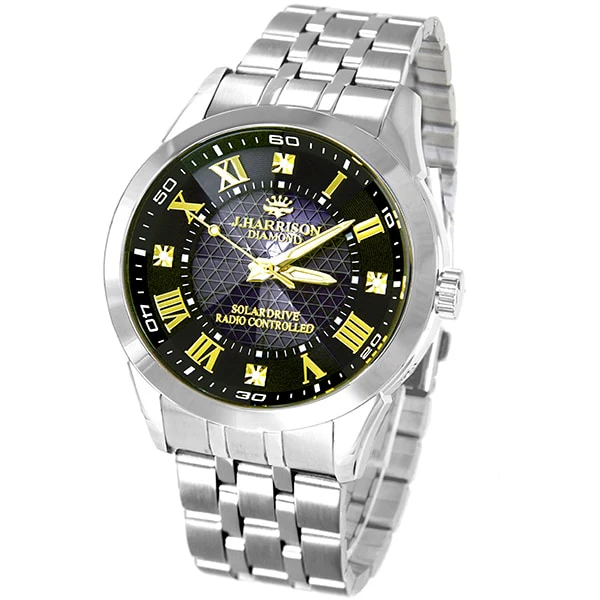 No Brand JH-082A-MBK Solar Power Radio-Controlled Watch Eco-Friendly Design Water Resistant Stylish Black Finish