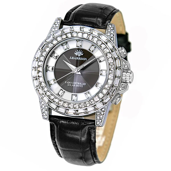 No Brand JH-097A-SB Solar Radio-Controlled Watch Leather Strap Silver Elegant Design Water Resistant Stylish Timepiece - Image 3