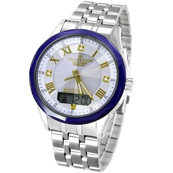 No Brand JH-1975A-MWH Solar Radio-Controlled Watch Metal Band White Elegant Design Water Resistant Stylish Timepiece - Image 3