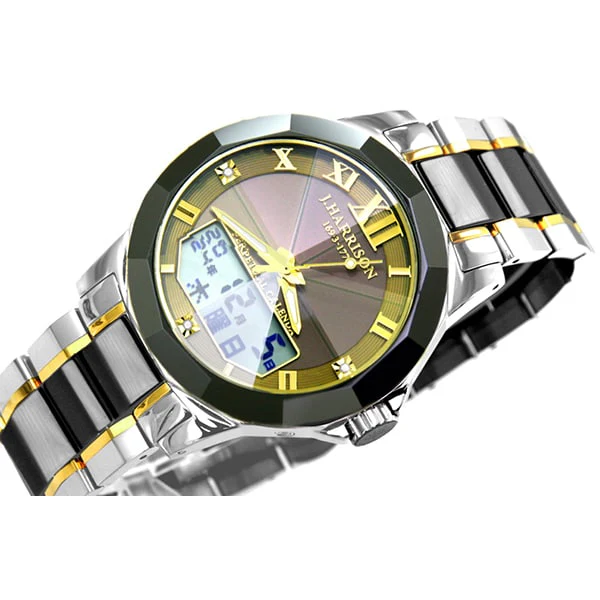 No Brand JH-1979A-GD Solar Radio-Controlled Watch Metal Band Gold Elegant Design Water Resistant
