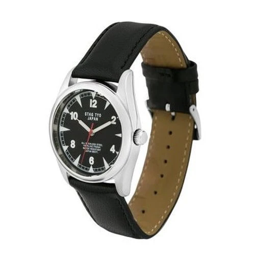 No Brand STG016S2 Unisex Leather Strap NATO Belt Black Stylish Design Durable Water Resistant