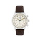 No Brand STG017LT1 Men's Chronograph Watch Leather Strap White Brown Stylish Design Water Resistant - Image 2