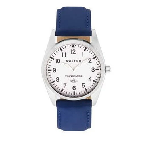 No Brand SWT001W1 30th Anniversary Model Leather Strap Men's Watch White Blue Stylish Design Durable Build - Image 3