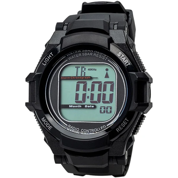 No Brand TE-D396-BK Digital Atomic Watch - Black Color - Water Resistant - LED Display - Durable Design