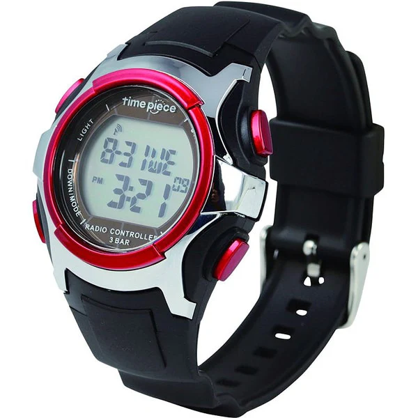 No Brand TPW-001RD Dual Power Radio Controlled Watch Red Solar Powered Water Resistant Stylish Design