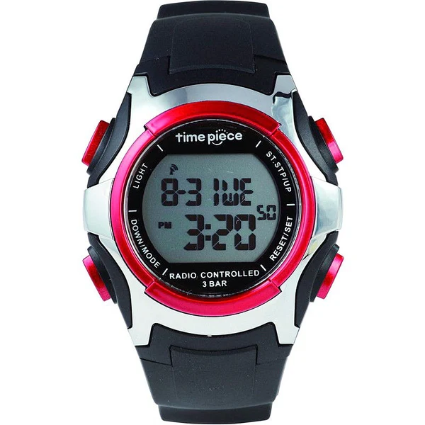 No Brand TPW-001RD Dual Power Radio Controlled Watch Red Solar Powered Water Resistant Stylish Design - Image 3