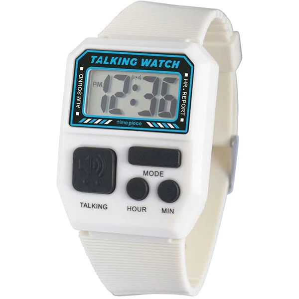 No Brand TPW101T-WT Digital Talking Watch Voice Alerts White Lightweight Water-Resistant Easy to Use