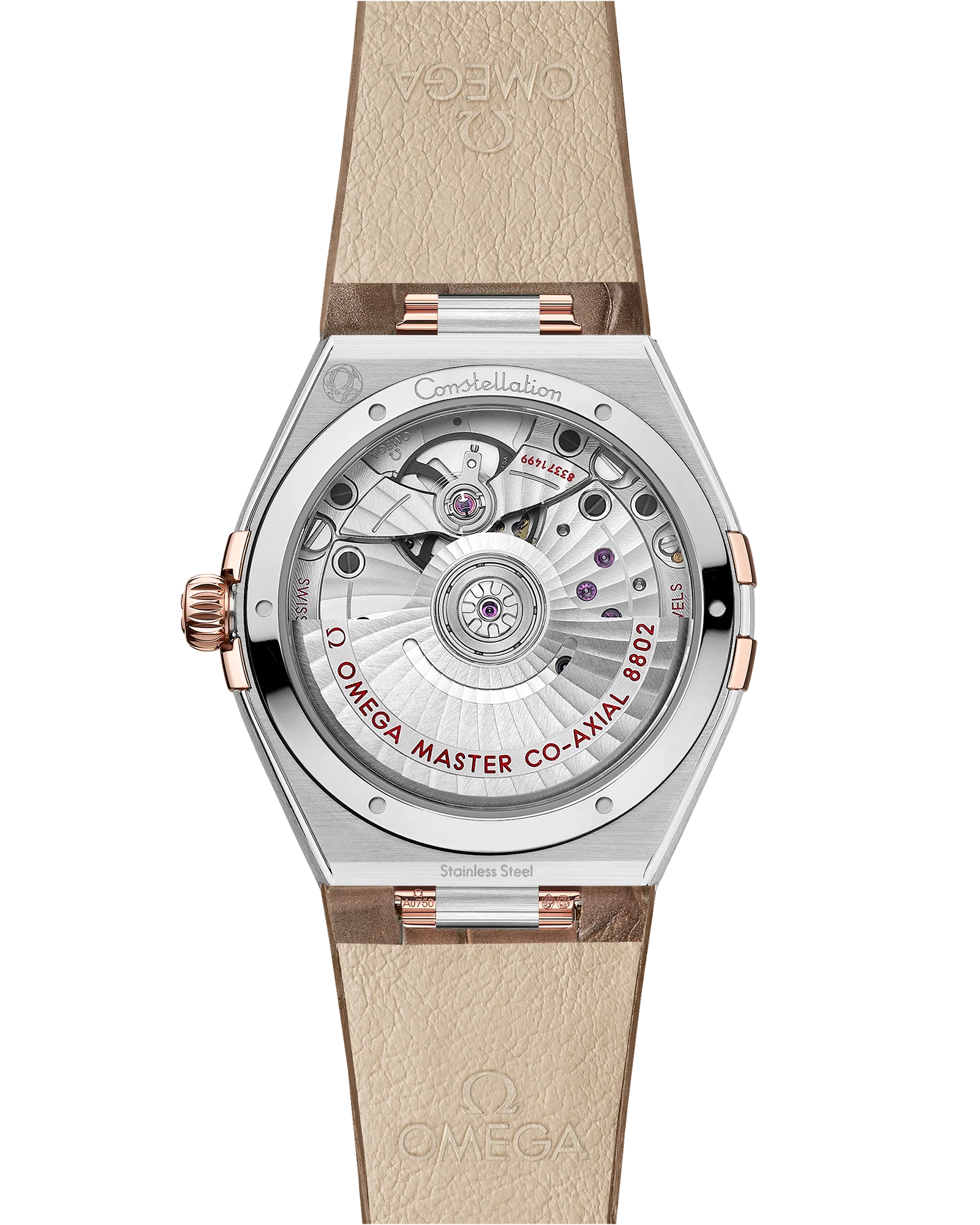 OMEGA 131.23.34.20.63.001 CONSTELLATION 34 mm, steel ‑ Sedna™ gold on leather strap - Image 2