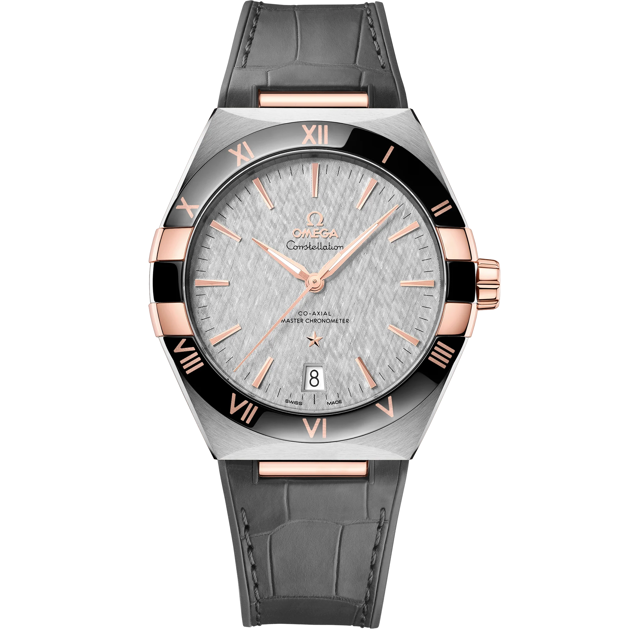 OMEGA 131.23.41.21.06.001 CONSTELLATION 41 mm, steel ‑ Sedna™ gold on leather strap