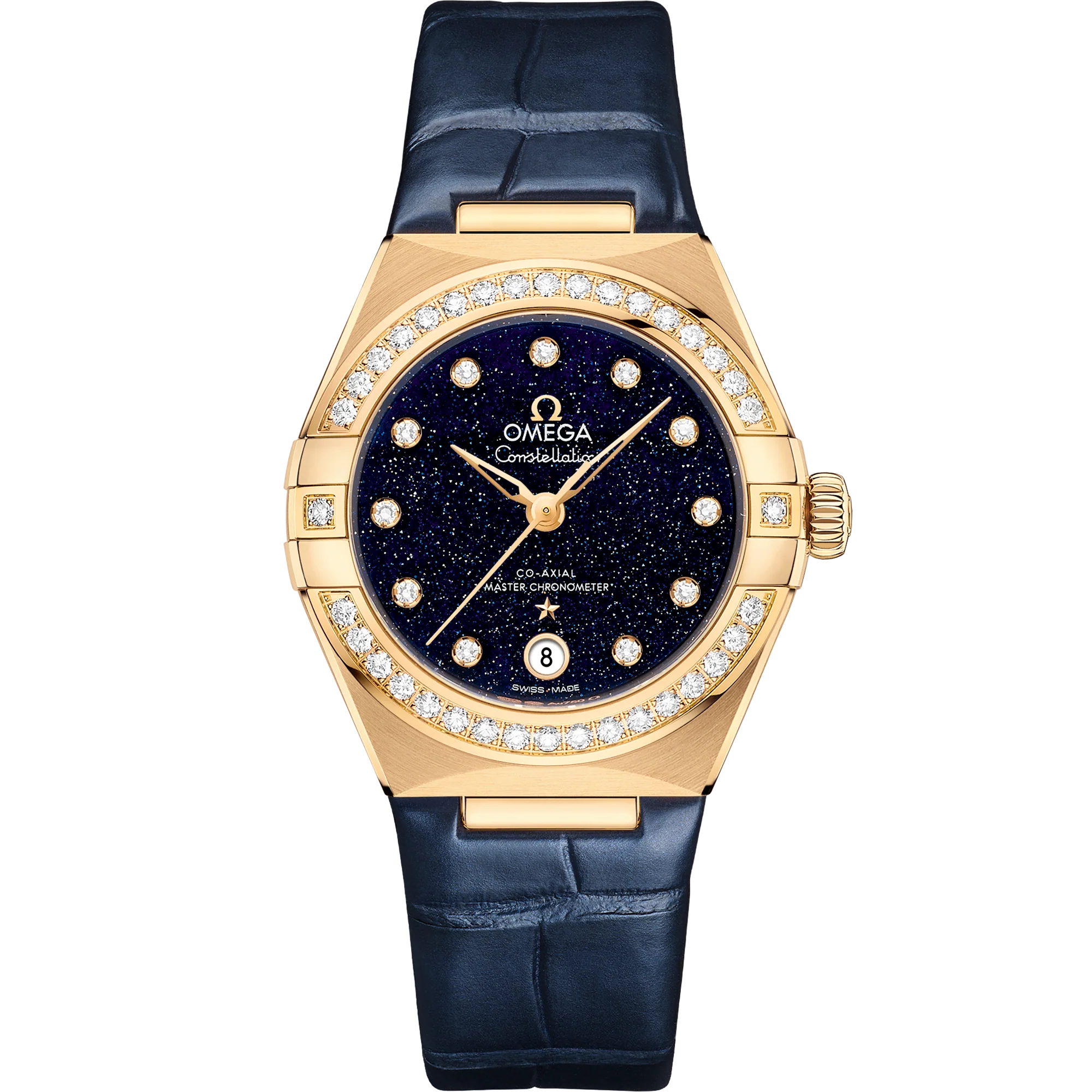 OMEGA 131.58.29.20.53.001 CONSTELLATION 29 mm, yellow gold on leather strap