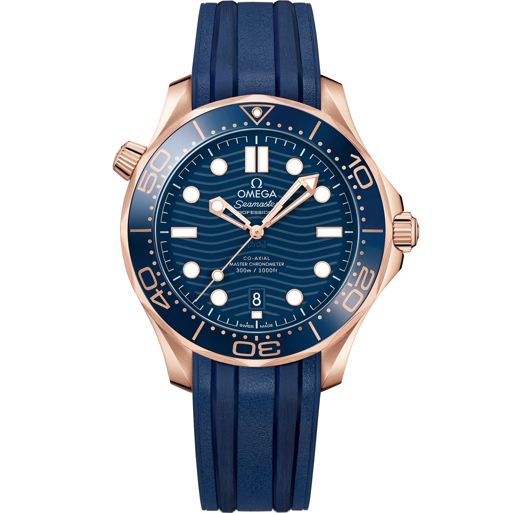 OMEGA 210.62.42.20.03.001 SEAMASTER DIVER 300M 42 mm, Sedna™ gold on rubber strap