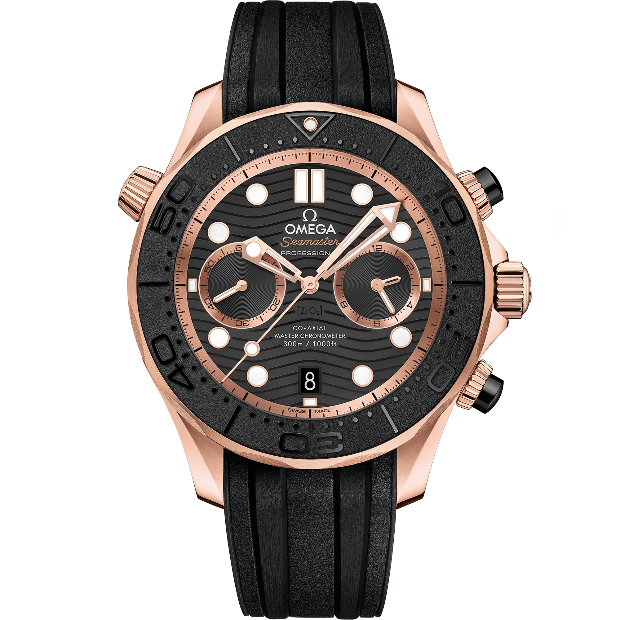 OMEGA 210.62.44.51.01.001 SEAMASTER DIVER 300M 44 mm, Sedna™ gold on rubber strap