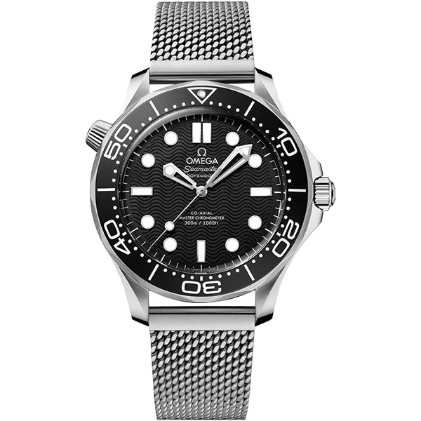 OMEGA 210.30.42.20.01.010 Seamaster Diver 300M Black Mesh Belt Water Resistant Swiss Automatic Luxury Watch