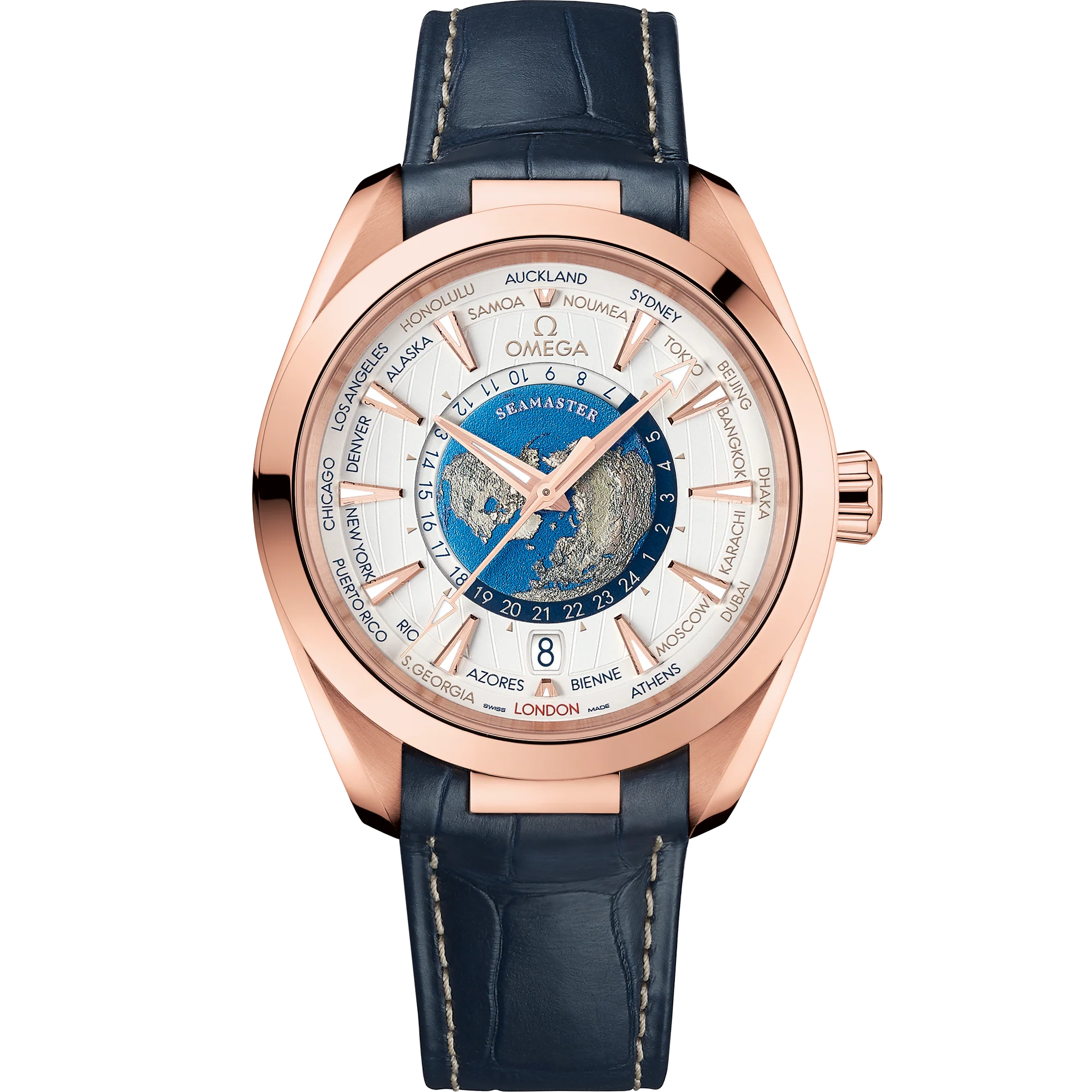 OMEGA 220.53.43.22.02.001 SEAMASTER AQUA TERRA 150M 43 mm, Sedna™ gold on leather stra