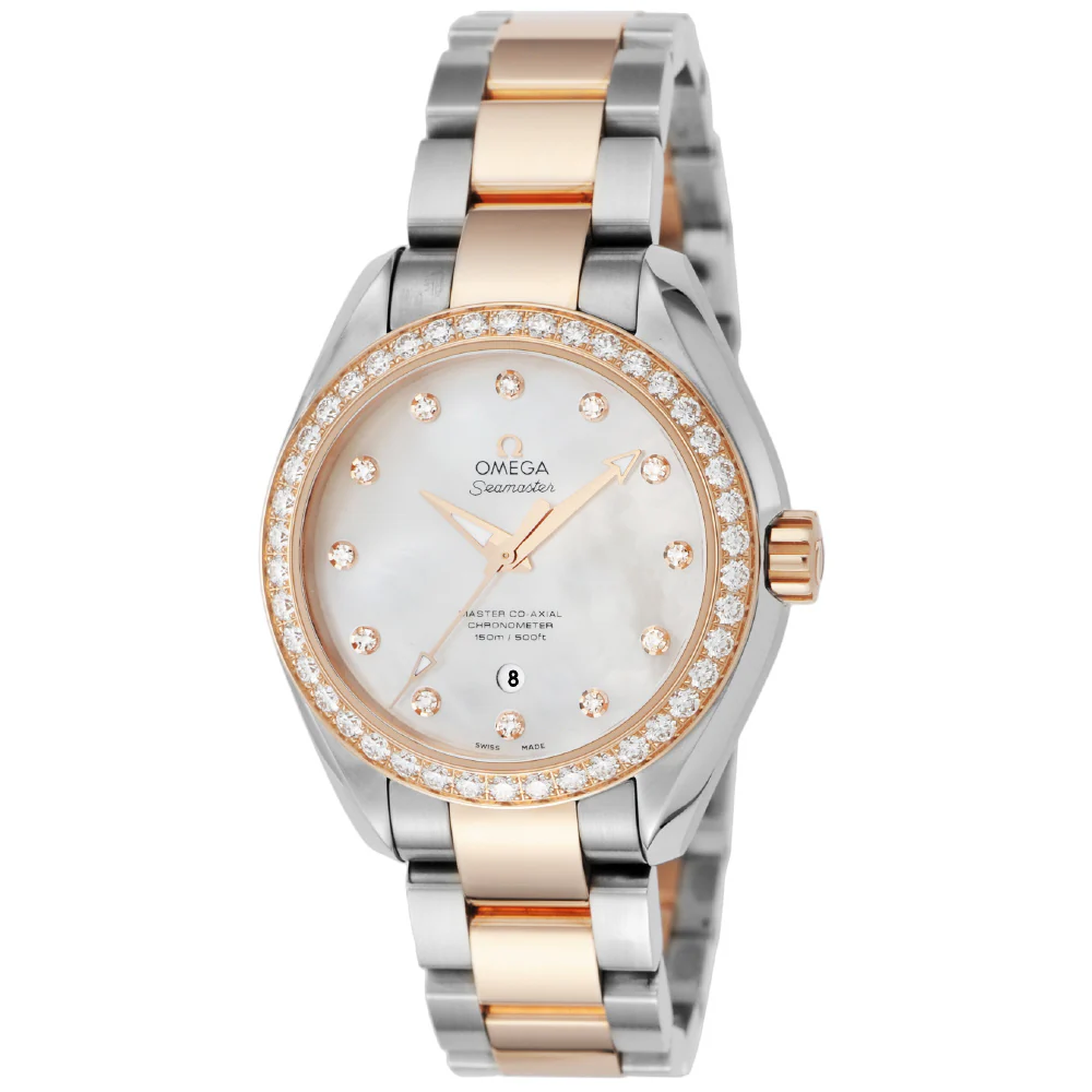 OMEGA 231.25.34.20.55.005 Seamaster Aqua Terra 5-Year Warranty White Pearl Dial Automatic Movement 34mm Case