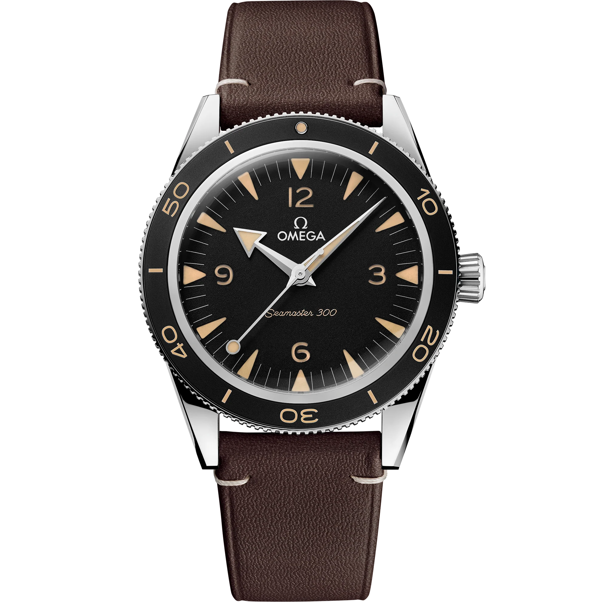OMEGA 234.32.41.21.01.001 SEAMASTER 300 41 mm, steel on leather strap