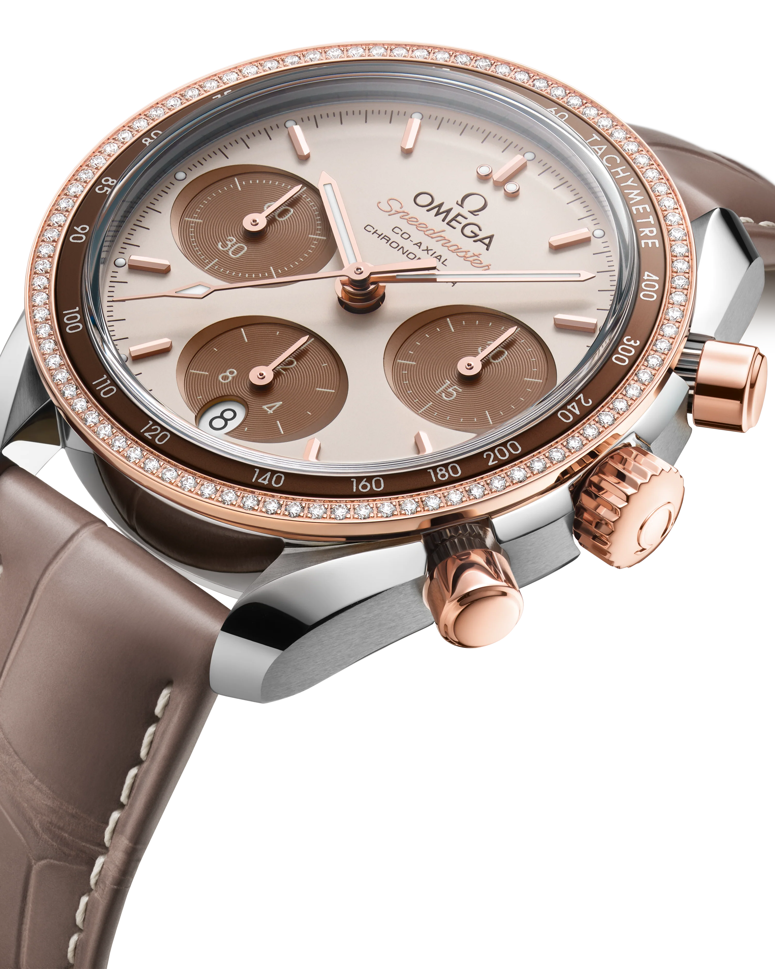OMEGA 324.28.38.50.02.002 SPEEDMASTER 38 38 mm, steel ‑ Sedna™ gold on leather strap - Image 3
