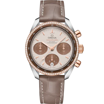 OMEGA 324.28.38.50.02.002 SPEEDMASTER 38 38 mm, steel ‑ Sedna™ gold on leather strap - Image 5