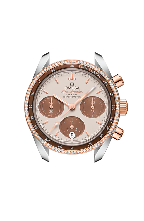 OMEGA 324.28.38.50.02.002 SPEEDMASTER 38 38 mm, steel ‑ Sedna™ gold on leather strap - Image 6