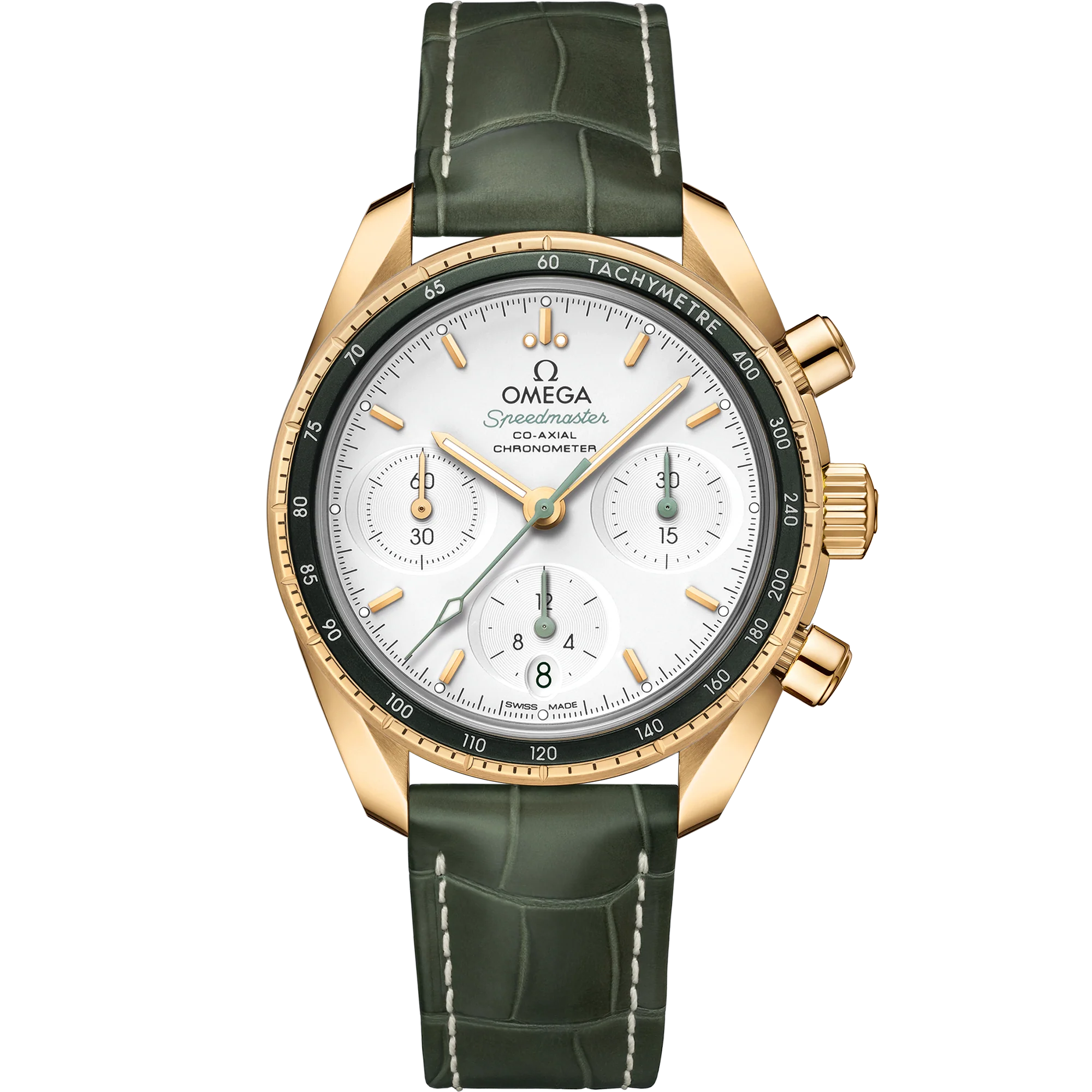 OMEGA 324.63.38.50.02.004 SPEEDMASTER 38 38 mm, yellow gold on leather strap