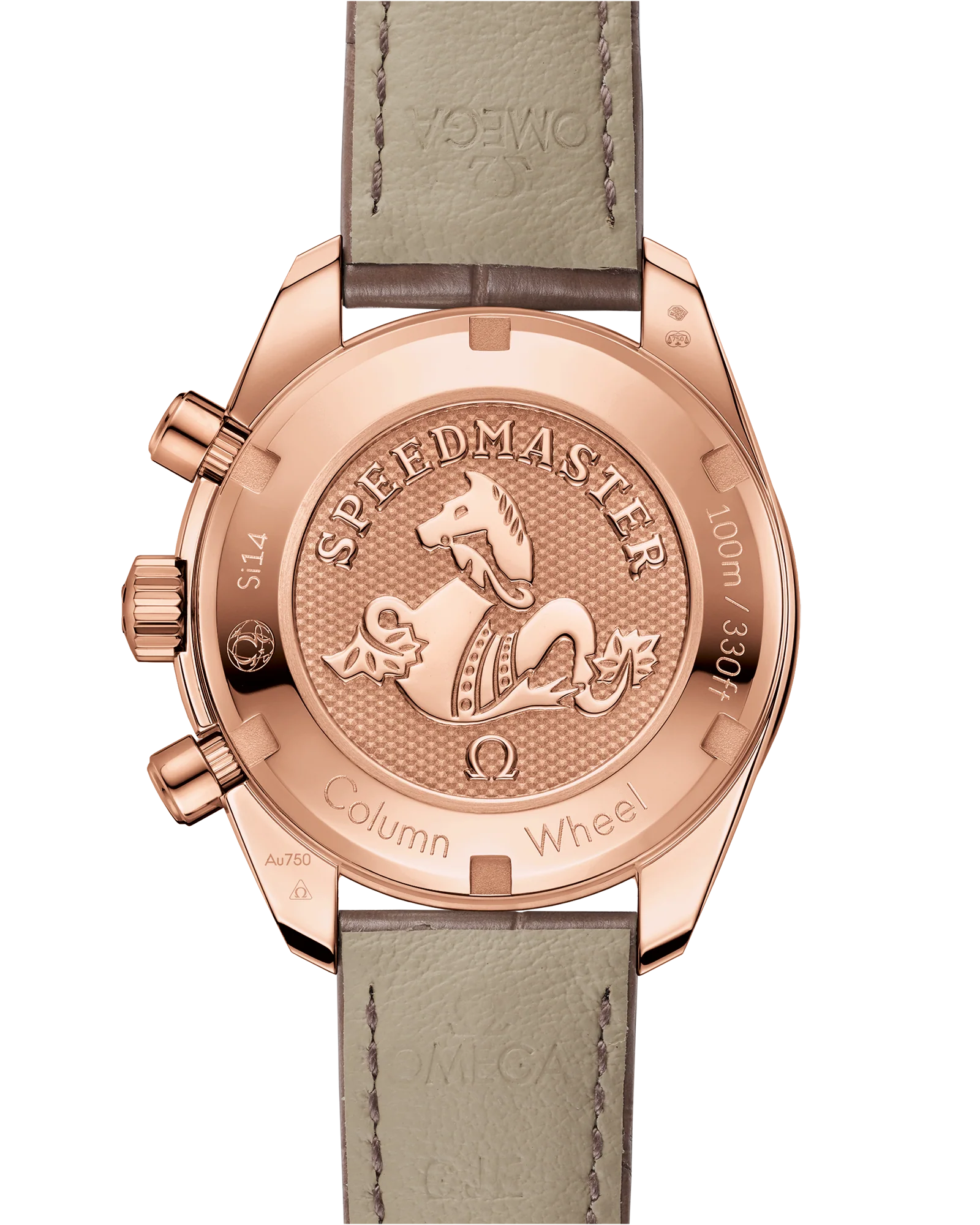 OMEGA 324.68.38.50.02.003 SPEEDMASTER 38 38 mm, Sedna™ gold on leather strap - Image 2