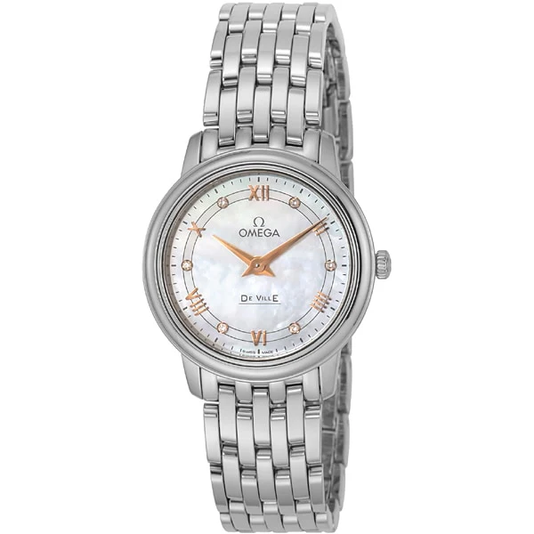 OMEGA 424.10.27.60.55.001 De Ville Prestige Watch with Elegant White Dial, 5 Year Warranty and Luxurious Design