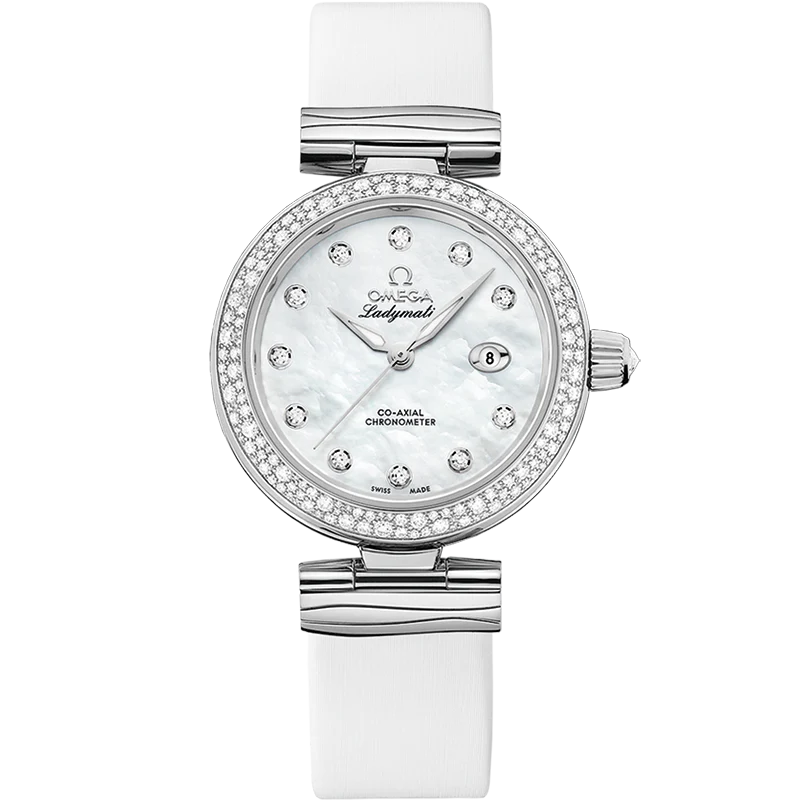 OMEGA 425.37.34.20.55.002 DE VILLE LADYMATIC 34 mm, steel on leather strap